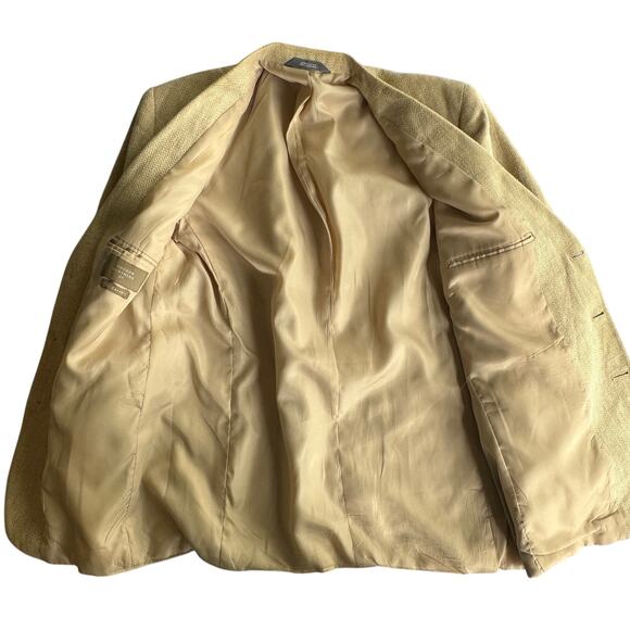 Haggar Clothing Co Cream Textured Herringbone Sport Coat Men’s 44L - Picture 5 of 10
